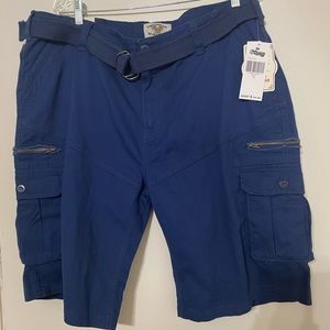 American Heritage Mens Blue Cargo Shorts with belt  Size 38 NWT